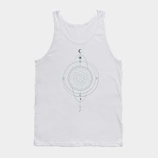 Zodiac Chart| Sacred Geometry| Zodiac| Astrolabe| Astrology Wheel | Planetary Alignment | Saturn| Crescent Moon Tank Top